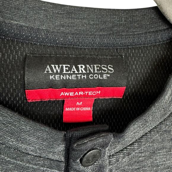 Kenneth Cole Awearness Awear-Tech Gray Lightweight Long Sleeve 1/4 Snap Men's M - Picture 4 of 6